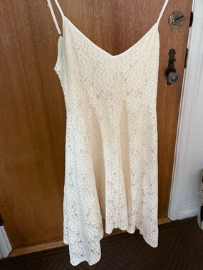 Midi Cream + White Lace Dress with Corset Back